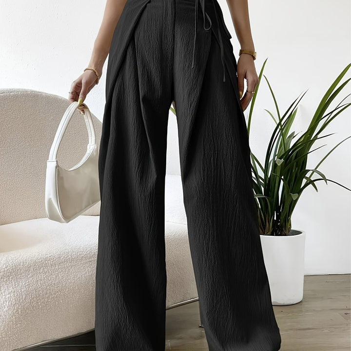 Pantaloni a gamba larga a vita alta da donna