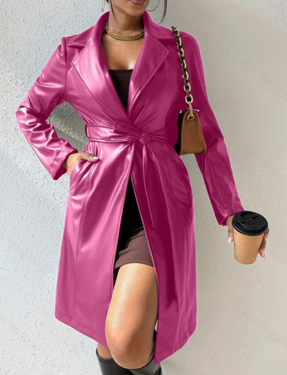 Cappotto in ecopelle lungo