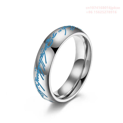 Lord of the one Rings King of the ring Movie Ring with same ring Magic3D Inside and outside engraved print Sanskrit Spanish RING