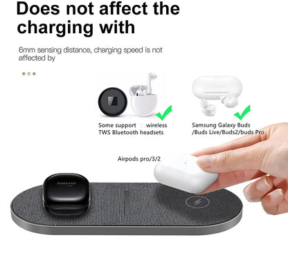 2 in 1 40W Wireless Charging Station for iPhone 16 15 14 13 12 11 XS Airpods 3 Pro 20W Fast Dual Charger Pad For Samsung S23 S24