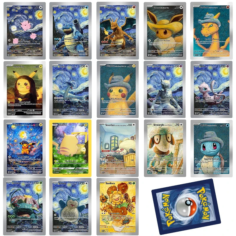 Set Pokemon Van Gogh Museum Pikachu Collection Cards DIY Pokemon Classic Single Card Game Anime Self Made Cards Gift Toys