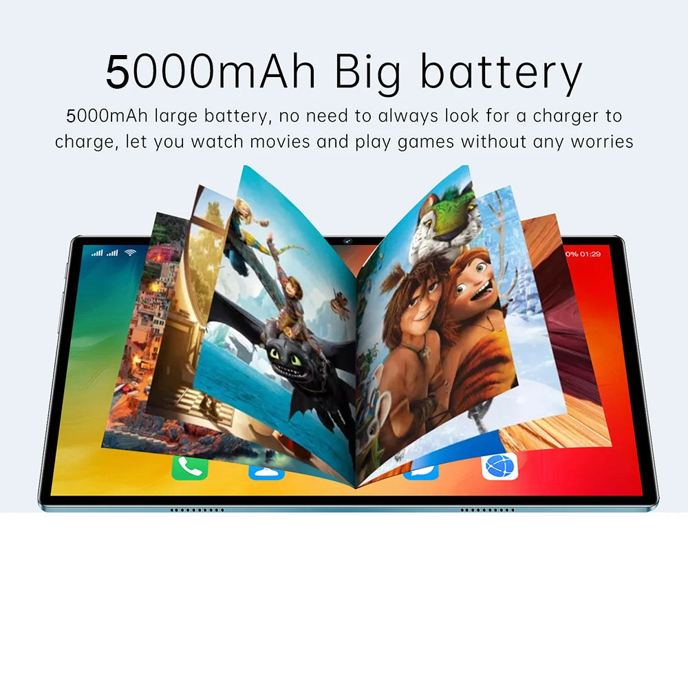 Global Version P70 Android 12 Tablet 4GB RAM 32GB 10.1 Inch 4K Full Screen Qualcomm 870 Tablet PC 5G WIFI Tablet for Study and W