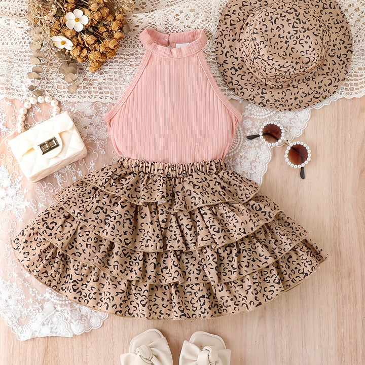 Completo leopardato da 3 pezzi per ragazze