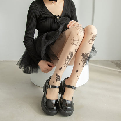 Spring And Summer Commuter Alice Lolita Tattoo Stockings