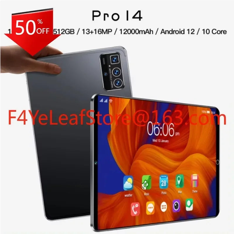 New Laptop 10.1 inch Tablet 5G Android Laptops Pro 14 12GB+512GB Dual SIM Dual Standby Multi-language Android 12 Tablet PC