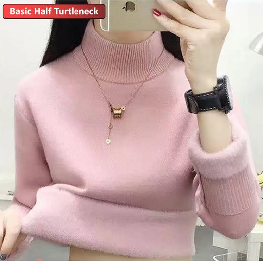 Sweater For Women Winter Thicken Turtleneck Slim Knit Pullover New Warm Plush Velvet Lined Knitwear Jumper Tops Casual Poleras 