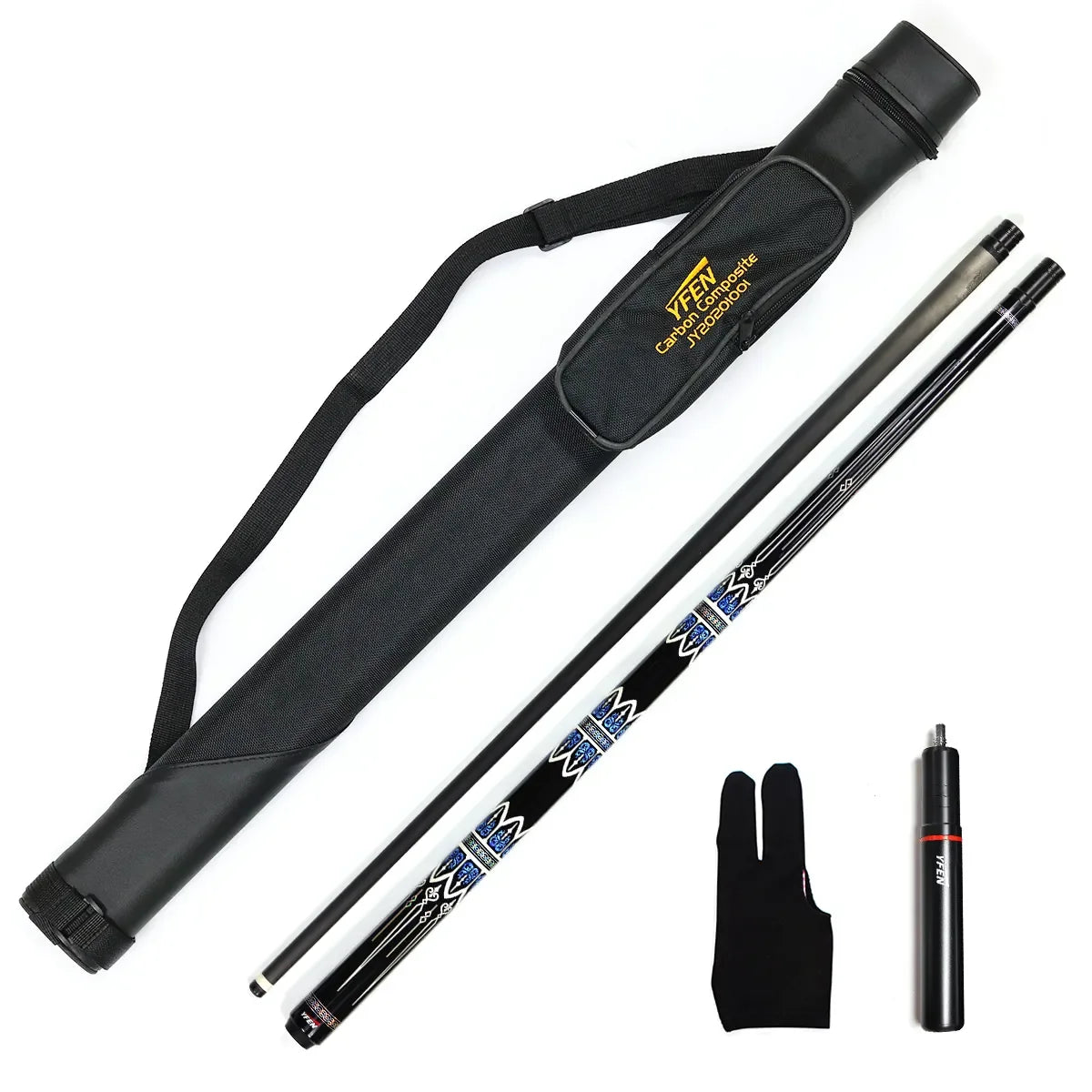 Christmas gift  Carbon Fiber Shaft 1/2 Billiard Pool Cue Kit With Cue Case, Glove, Billiard Cue Extension