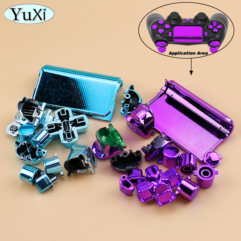 For PlayStation Dualshock 4 PS4 Controller R2 L2 R1 L1 Trigger Buttons Dpad ABXY Keypad Plating Kit JDS JDM 001 011 Gamepad