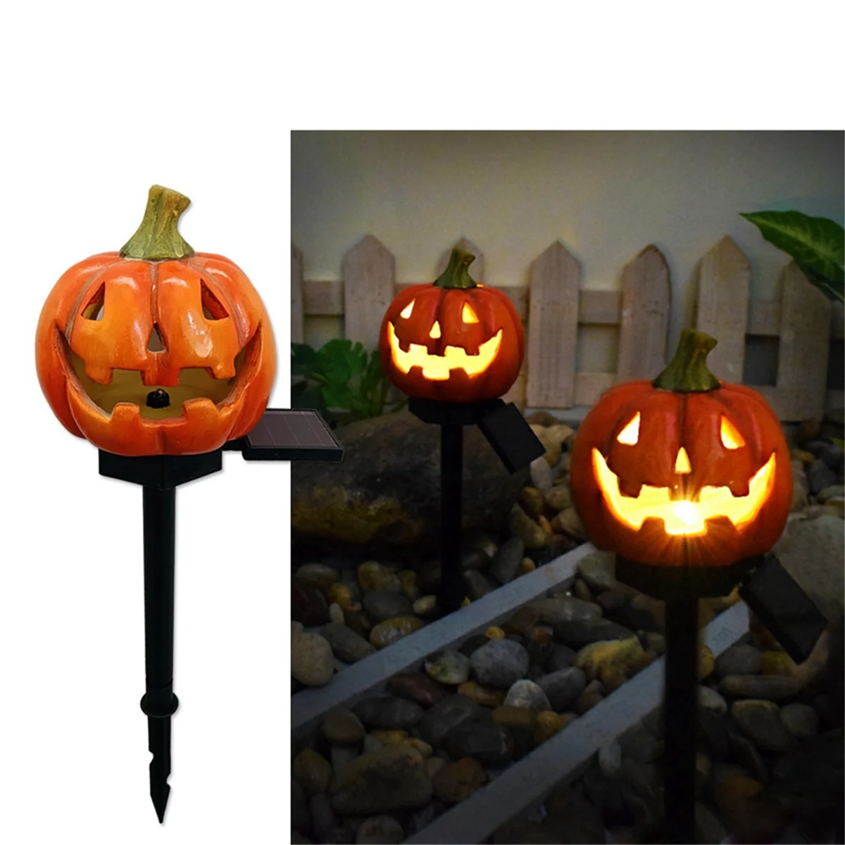 Pumpkin Solar Lights Garden Light Halloween Ghost Lights Outdoor Decor Lights Ground Lighting Home Decor,C