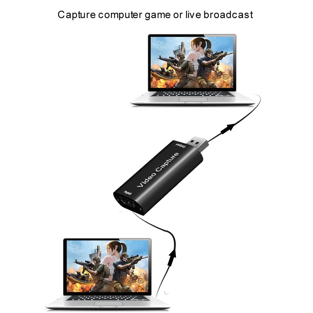 4K Video Capture Card USB 2.0 HDMI-compatible Grabber Recorder for PS4 Game DVD Camcorder Camera Recording Live Streaming