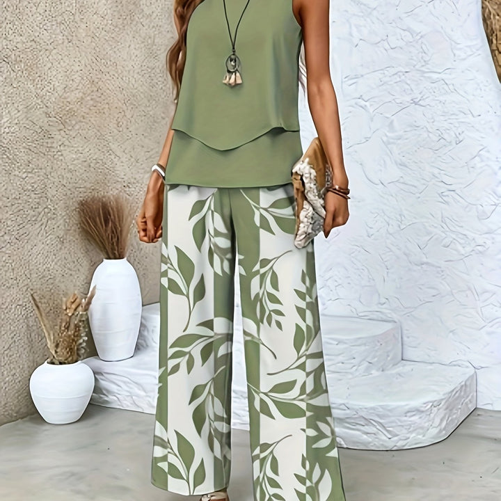 Completo con cardigan e pantaloni in tinta unita