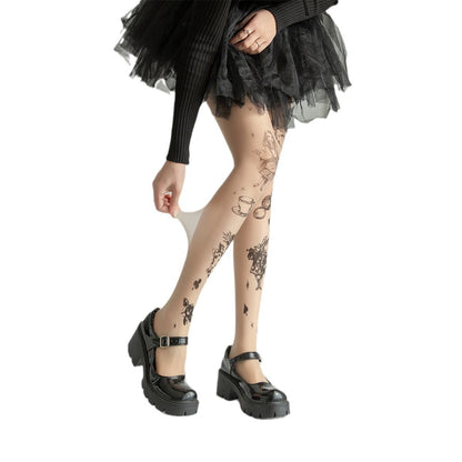 Spring And Summer Commuter Alice Lolita Tattoo Stockings