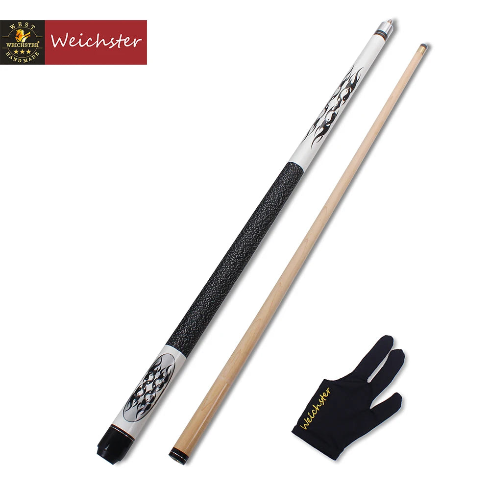 Weichster Billiard Pool Cue Stick 1/2 Maple Wood with Case and Glove 58" 13mm Screw on Tip Cue