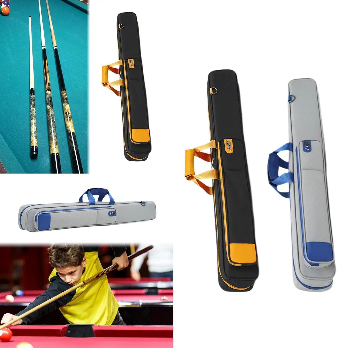 Pool Cue Case for Men Women 6 Holes with Pocket Billiard Stick Carrying Case