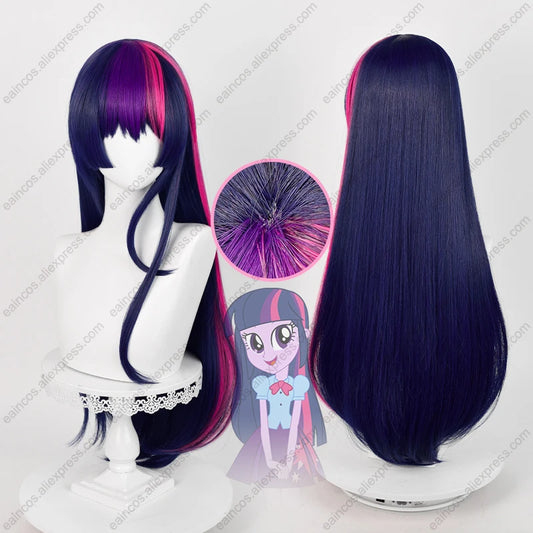 Twilight Sparkle Cosplay Wig 75cm Long Mixed Color Wigs Heat Resistant Synthetic Hair Halloween Party