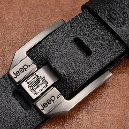 Men's leather pin buckle casual belt