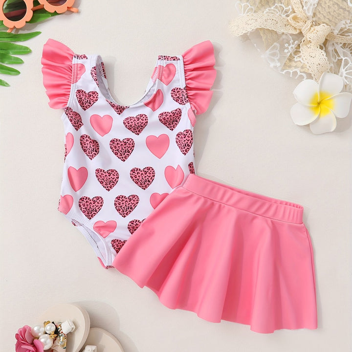 Costume da bagno a due pezzi con motivo a cuore