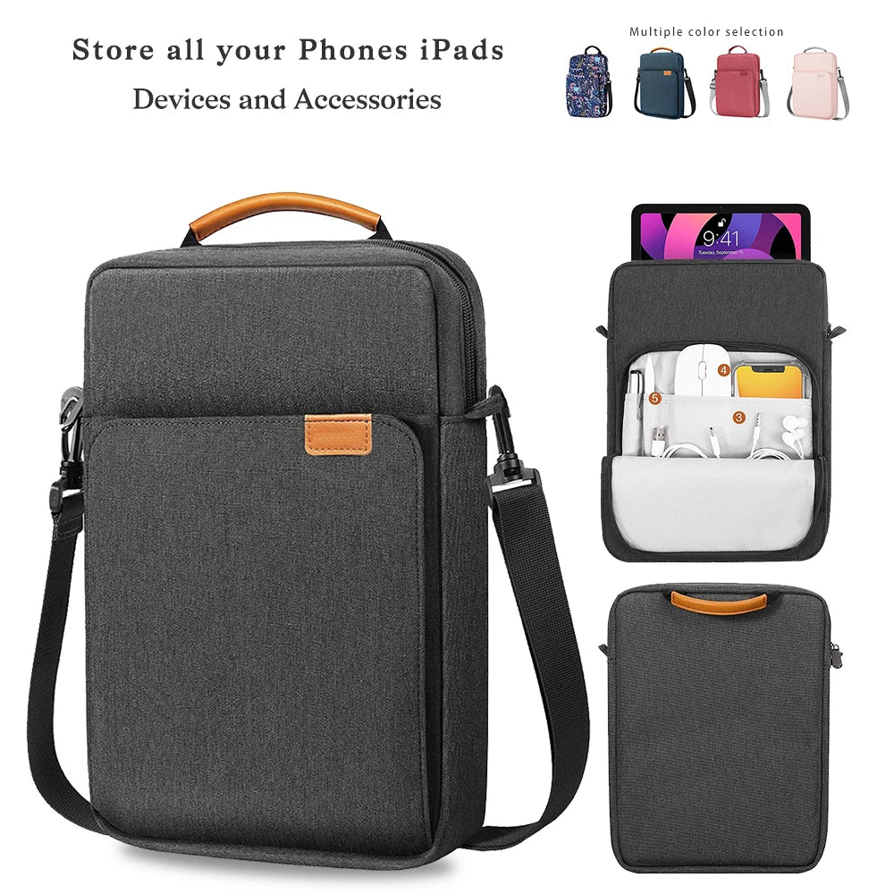 Tablet Shoulder Sleeve Bag For IPad air pro 12.9" , IPad Air 10.9" Surface Go 3/2 Galaxy Tab A 10,Laptop Pouch Handbag Birefcase