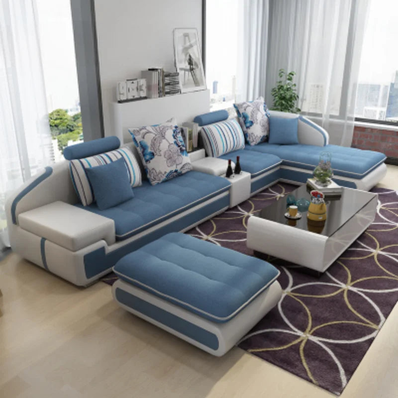 Nordic Style Minimalistic Sofa Living Room Modern L Shape Puffs Sofa Lounge Sectional Lazy Divani Da Soggiorno Home Furniture