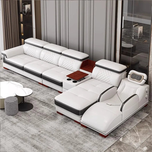 Reclining Massage Living Room Sofas Fancy Modern Nordic Sectional Couch Lounge Leather Divani Da Soggiorno Home Furniture