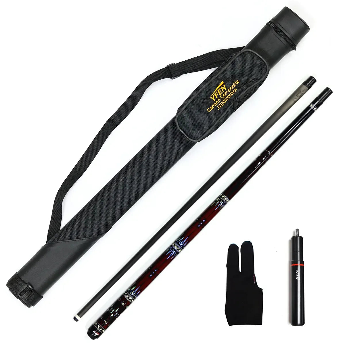 Christmas gift  Carbon Fiber Shaft 1/2 Billiard Pool Cue Kit With Cue Case, Glove, Billiard Cue Extension