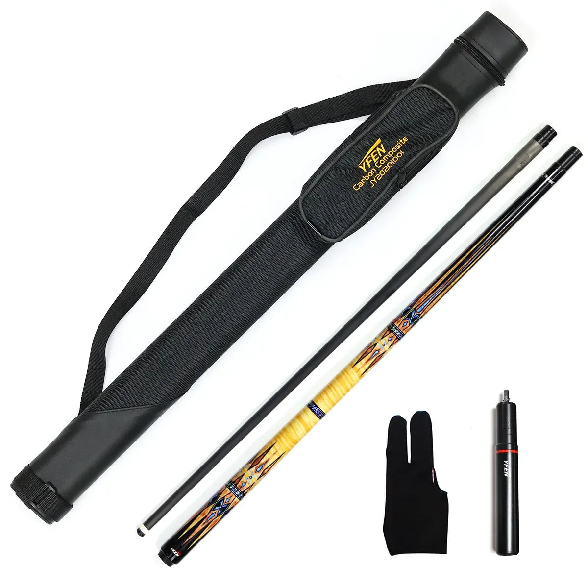 Christmas gift  Carbon Fiber Shaft 1/2 Billiard Pool Cue Kit With Cue Case, Glove, Billiard Cue Extension