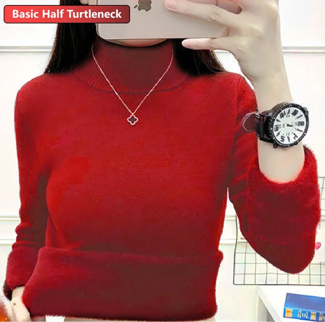 Sweater For Women Winter Thicken Turtleneck Slim Knit Pullover New Warm Plush Velvet Lined Knitwear Jumper Tops Casual Poleras