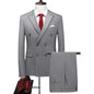 Men's Double Breasted Solid Color Coat Trousers Suit