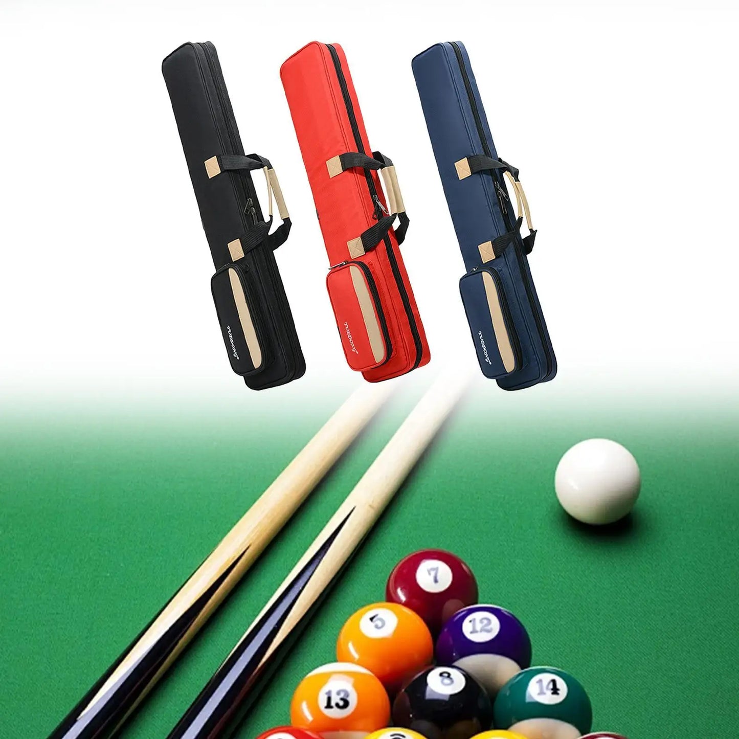 Billiard Pool Cue Stick Case 1/2 Club Bag Dustproof Hold 3 Butt 4 Shaft