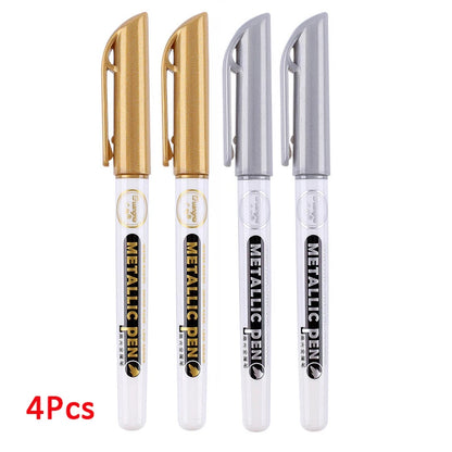 Metallic 1-4Pcs  Waterproof Permanent Marker Pens for DIY Epoxy Resin Mold Gold Silver Color Drawing Supplies Craft Marker Pen