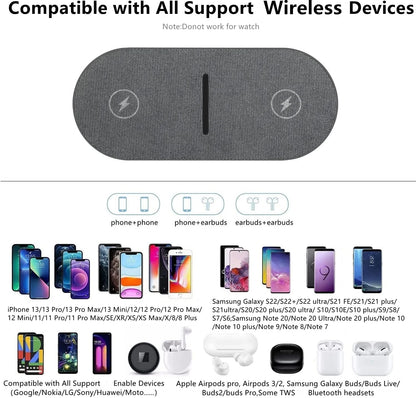 2 in 1 40W Wireless Charging Station for iPhone 16 15 14 13 12 11 XS Airpods 3 Pro 20W Fast Dual Charger Pad For Samsung S23 S24