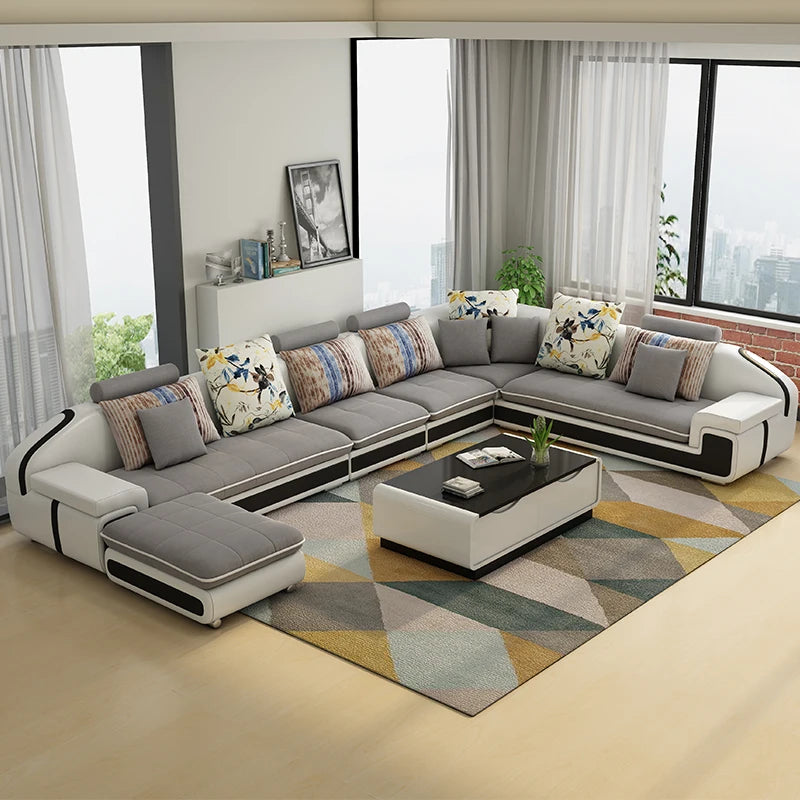 Nordic Style Minimalistic Sofa Living Room Modern L Shape Puffs Sofa Lounge Sectional Lazy Divani Da Soggiorno Home Furniture