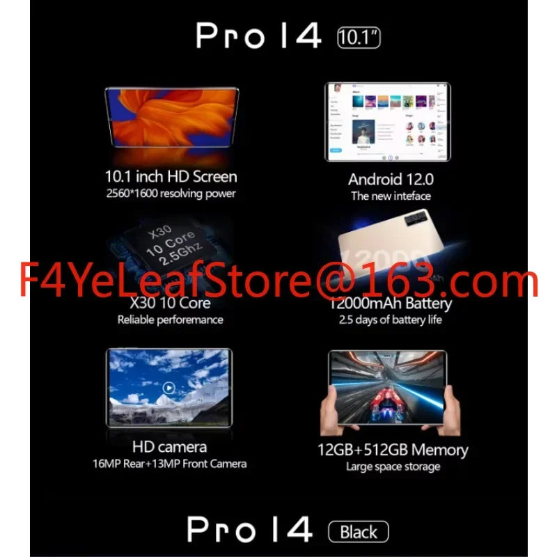 New Laptop 10.1 inch Tablet 5G Android Laptops Pro 14 12GB+512GB Dual SIM Dual Standby Multi-language Android 12 Tablet PC