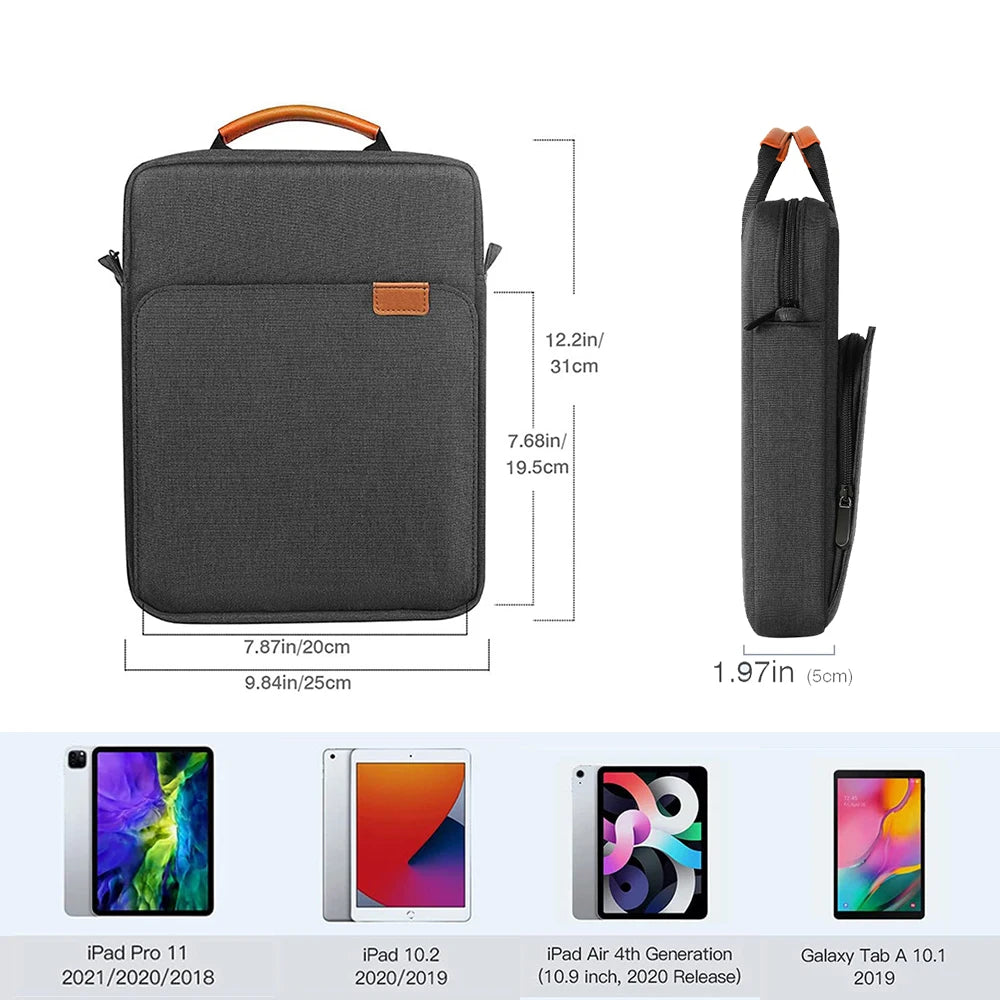 Tablet Shoulder Sleeve Bag For IPad air pro 12.9" , IPad Air 10.9" Surface Go 3/2 Galaxy Tab A 10,Laptop Pouch Handbag Birefcase