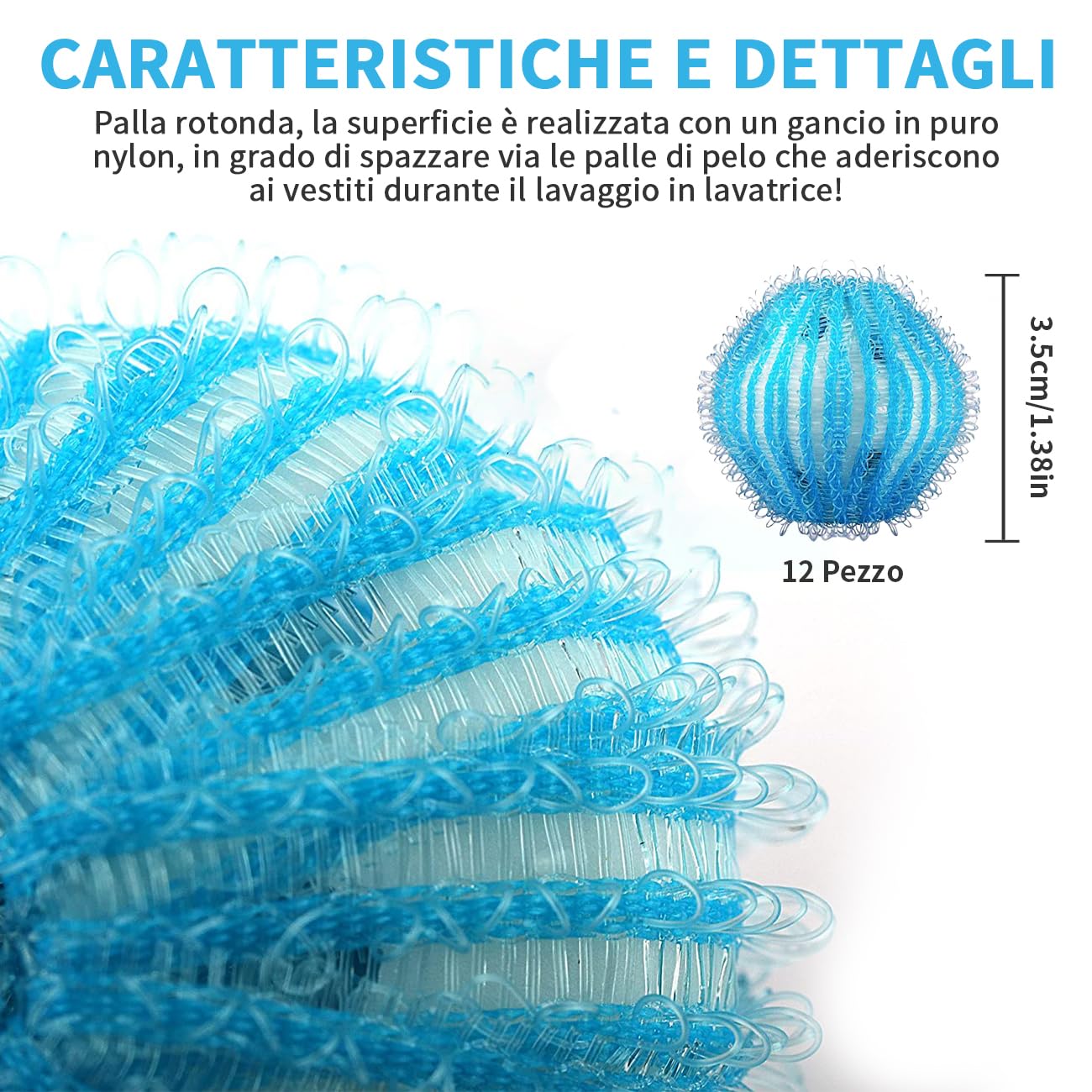 12 Pezzi Cattura Capelli Lavatrice,Acchiappa Capelli Per Lavatrice,Raccogli Capelli Lavatrice,Raccogliere Capelli Di Cane,Peluche,Gatto,Riutilizzabile Palline Lavatrice Cattura Capelli