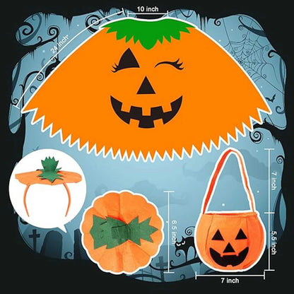 New Halloween Cape Cosplay Stage Party Performance Festival Costume Holiday Costume Pumpkin Cape Pumpkin Cloak 3 Piece Set