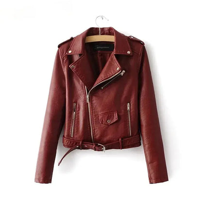 Autumn New Short Faux Soft Leather Jacket Women Fashion