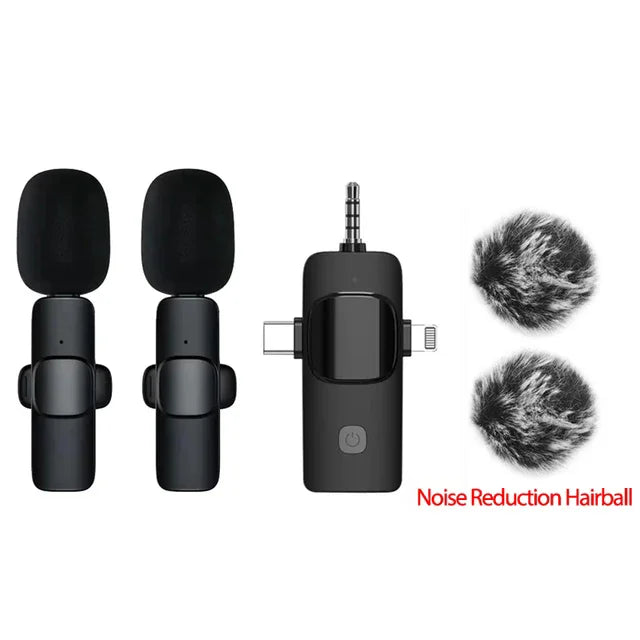 GAMINJA K1 3in1 Wireless Lavalier Microphone for iPhone Android Live Audio Video Recording Noise Reduction 3.5mm Plug&Play Mic