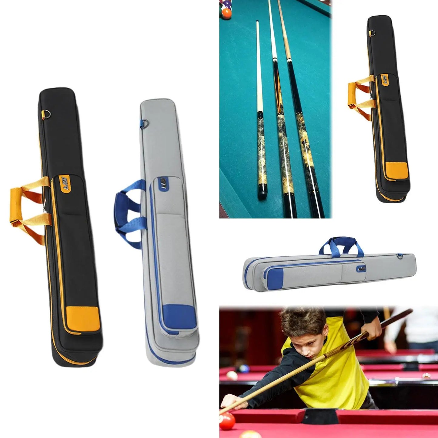 Pool Cue Case for Men Women 6 Holes with Pocket Billiard Stick Carrying Case