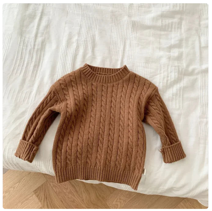 Children's Fried Dough Twists Sweater Solid Color Suit