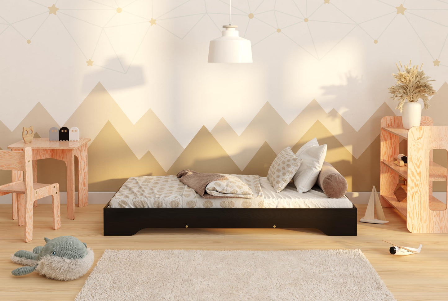 smartwood Letto bambini 70x160 TILA 7 - letto montessori bambini - letto singolo con rete a doghe per adulti 160x70 - Legno Naturale