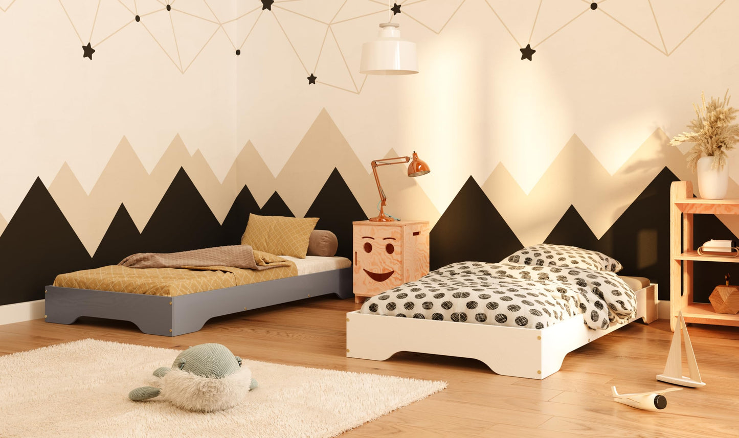 smartwood Letto bambini 70x160 TILA 7 - letto montessori bambini - letto singolo con rete a doghe per adulti 160x70 - Legno Naturale