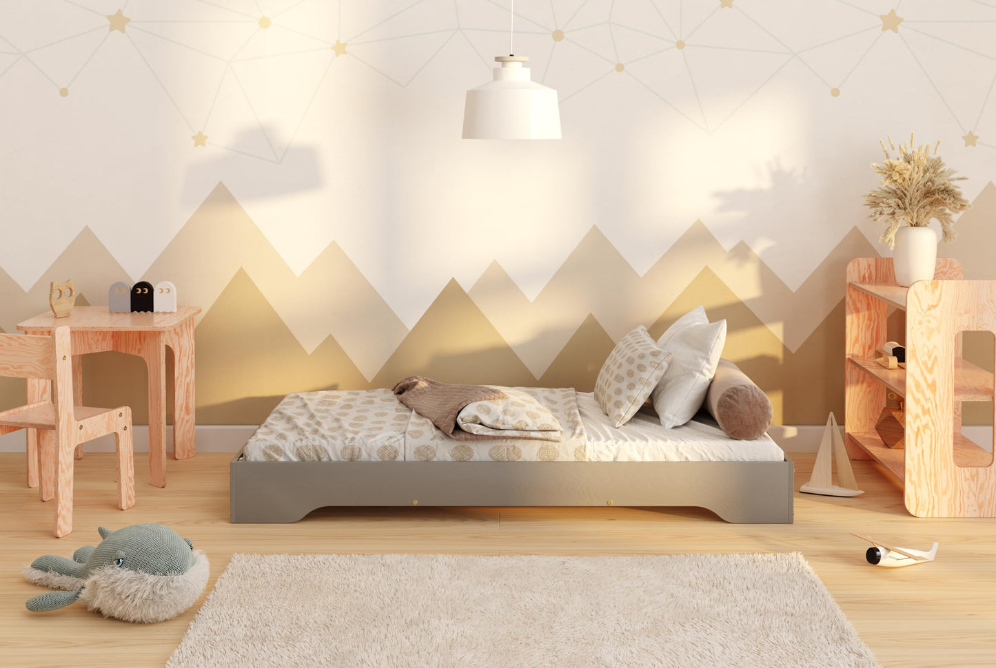 smartwood Letto bambini 70x160 TILA 7 - letto montessori bambini - letto singolo con rete a doghe per adulti 160x70 - Legno Naturale