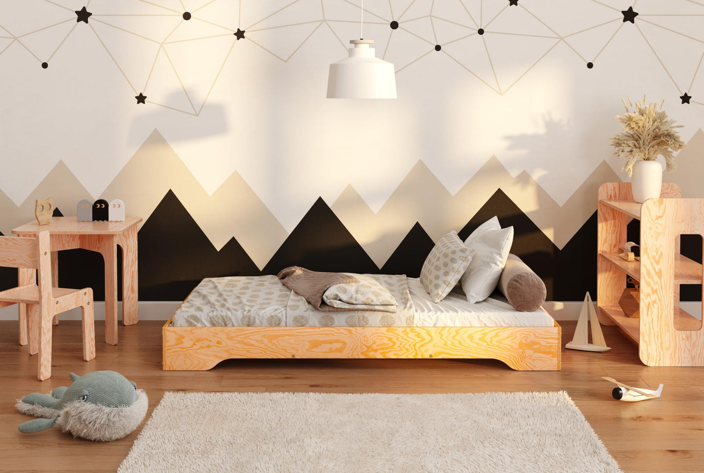 smartwood Letto bambini 70x160 TILA 7 - letto montessori bambini - letto singolo con rete a doghe per adulti 160x70 - Legno Naturale