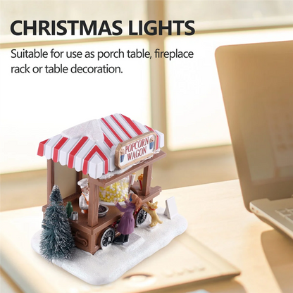 LED Lighted Houses Multicolored Christmas Vacation Village with Music Popcorn House