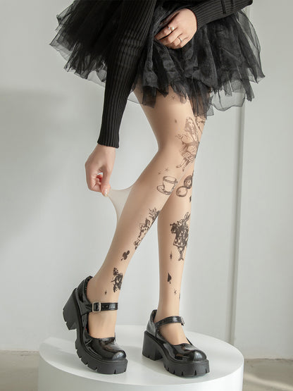 Spring And Summer Commuter Alice Lolita Tattoo Stockings