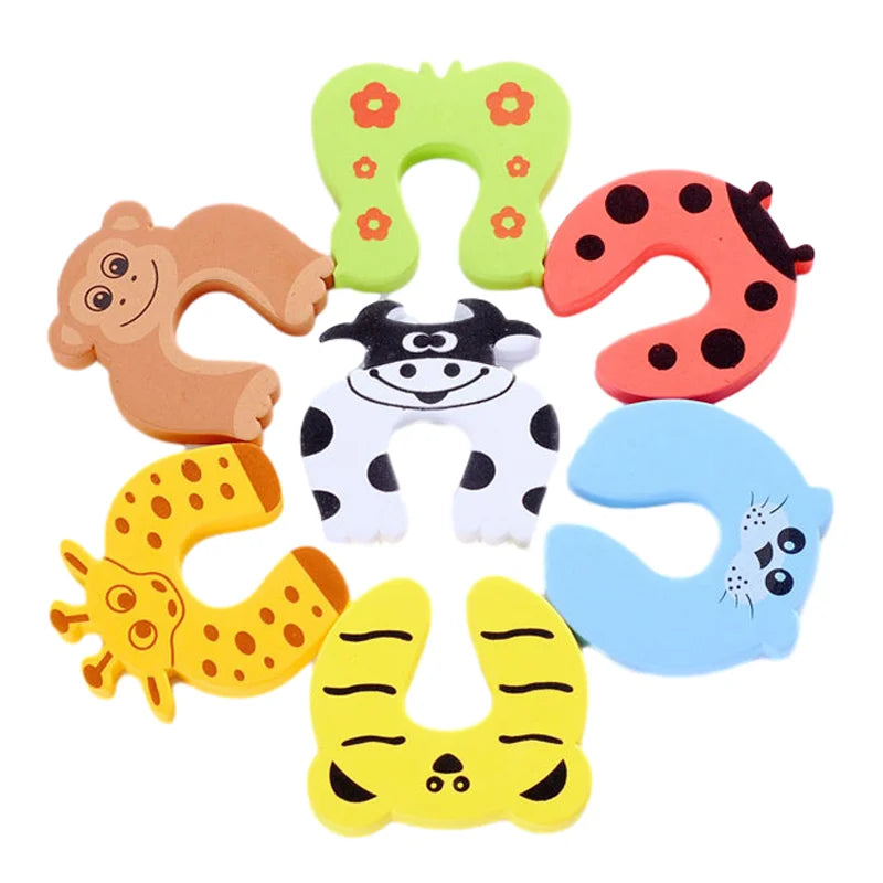 5Pcs/Lot  Baby Safety For Newborn Furniture Protection Card Door Stopper Security Cute Animal Care Child Lock Finger Protector