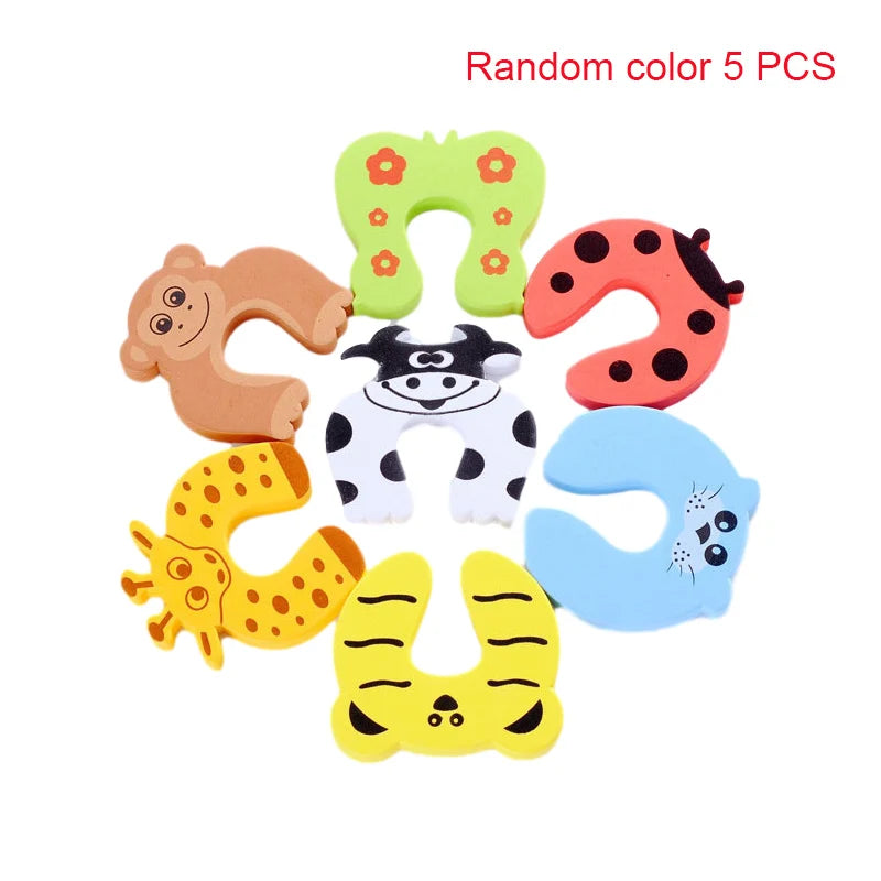 5Pcs/Lot  Baby Safety For Newborn Furniture Protection Card Door Stopper Security Cute Animal Care Child Lock Finger Protector