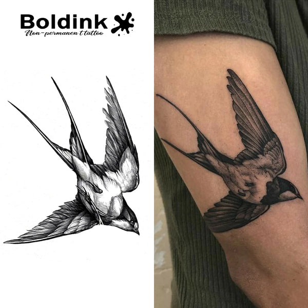 Tatuaggio temporaneo di uccello, dura fino a 15 giorni, nuova tecnologia, adesivo magico semipermanente impermeabile.