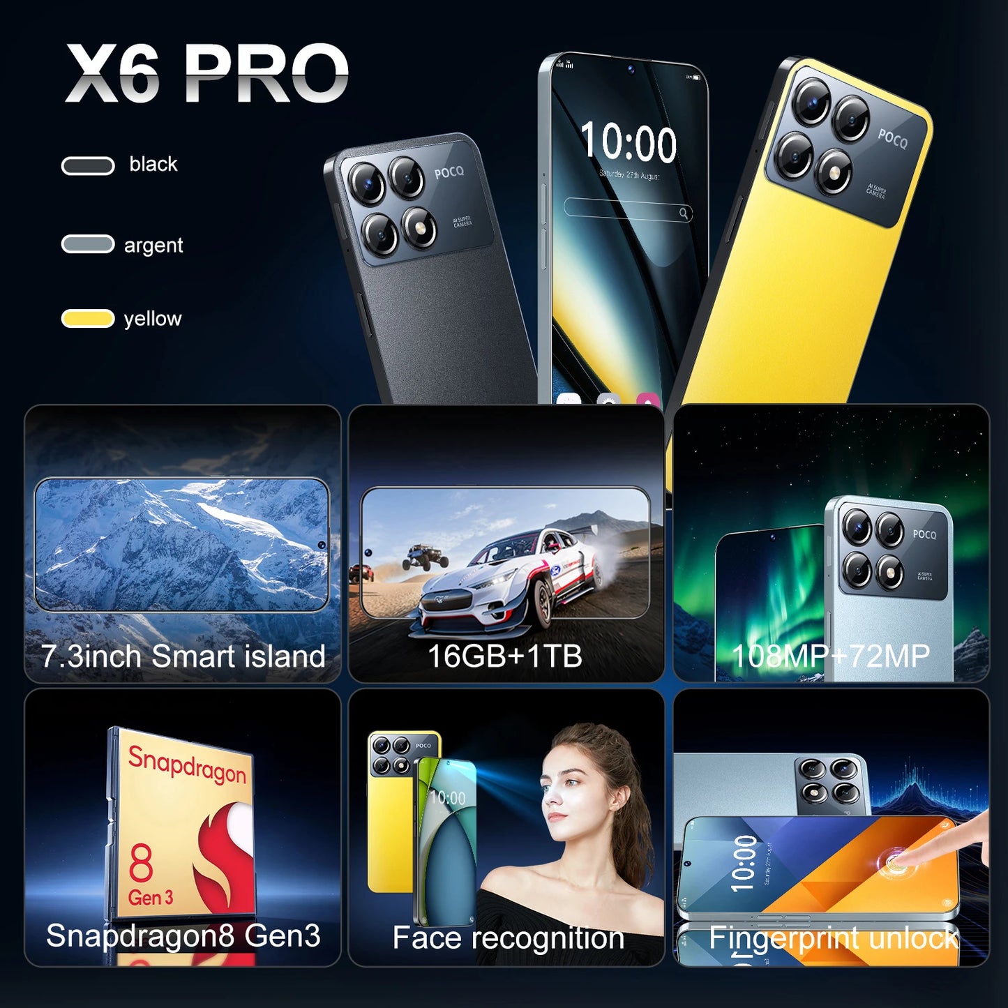 2025 Original X6 Pro Smartphone Global Version Snapdragon 8 Gen 3 50MP+108MP Cellphone Android Unlocked Mobile Phone Celular Nfc